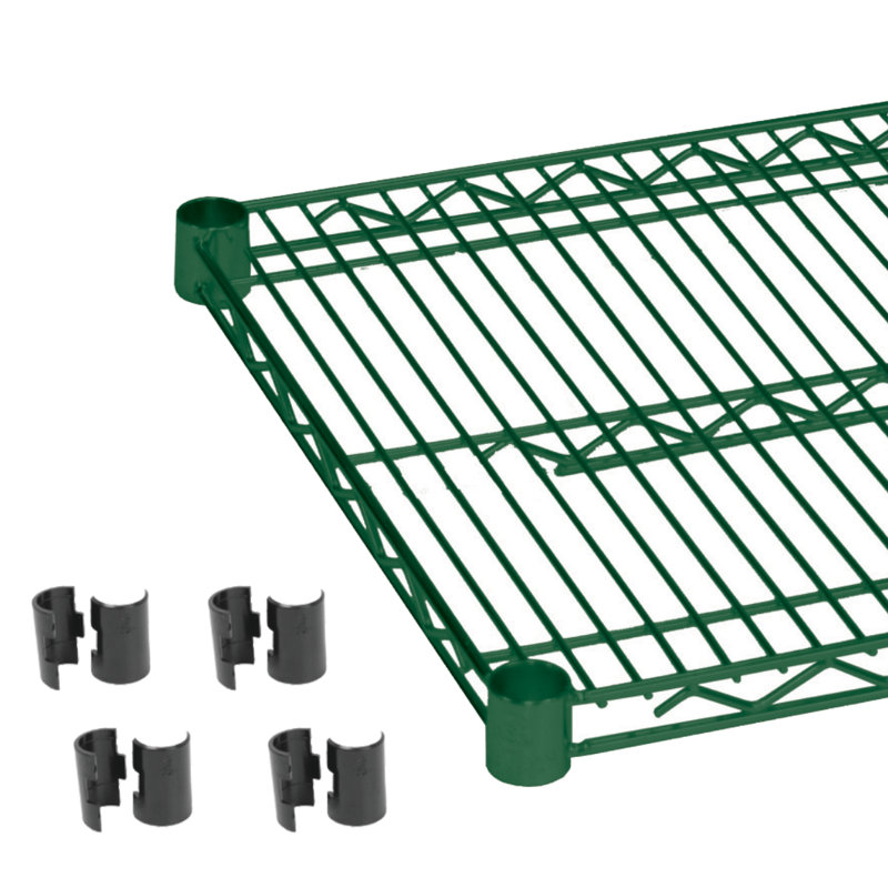 Étagère avec 4 attaches en plastique , Époxy vert, H 1 po x l 30 po x P 24 po
