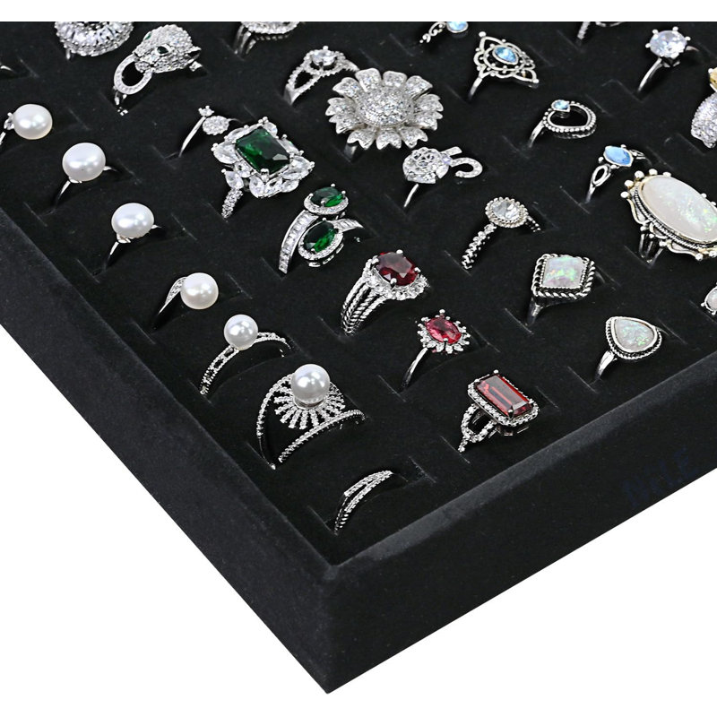 Ensemble de 2 présentoirs pour plateau à bagues, 100 emplacements, présentoir à bijoux