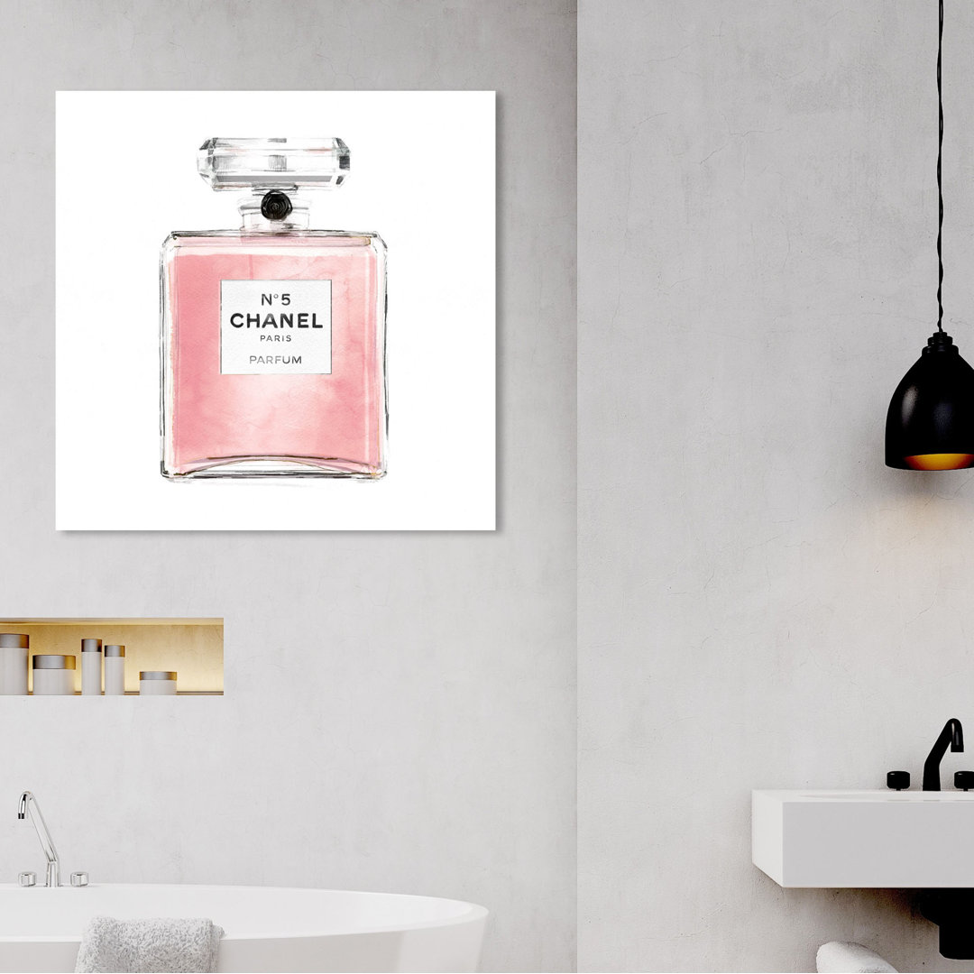 Fashion and Glam Blush Classic Perfume, Glam and Pastel - Floater Frame Graphic Art on Canvas Oliver Gal Prints