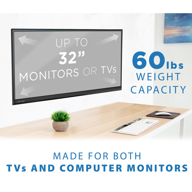 Black Low Profile Fixed TV Wall Mount for 13" to 27" Screens
