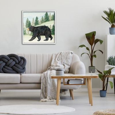 Black Bear In Woods Framed Giclee, design by Deb Strain