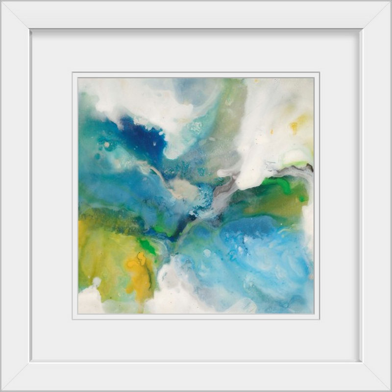 « i » joshua schicker,, reproduction d’art Green Ethos, Cadre blanc, H 20" x l 20" x P 1"