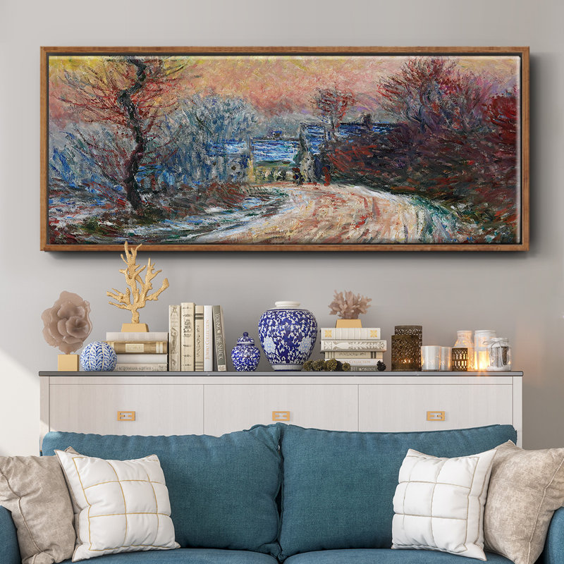 «Road to Giverny in Winter, Sunset, 1885», toile encadrée, H 8 po x l 20 po