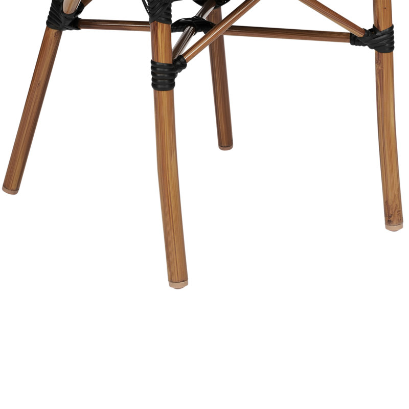 Chiles All-Weather Commercial Paris Chair with Arms and Metal Frame, Black