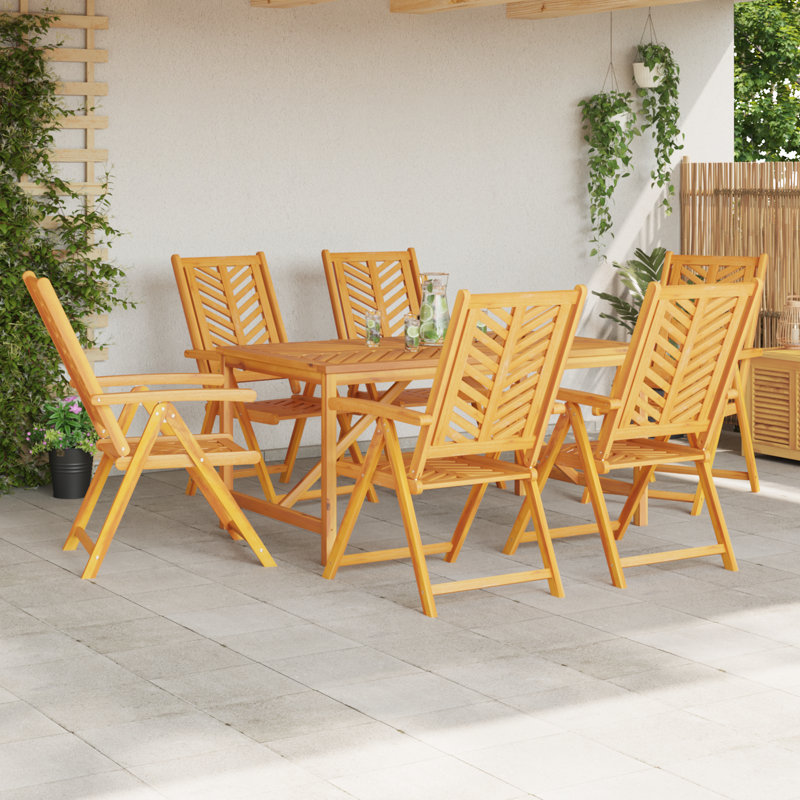  Ensemble de salle à manger de jardin 7 pièces en bois d'acacia massif