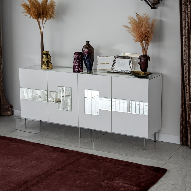 Console 70,87 po, Blanc / argenté