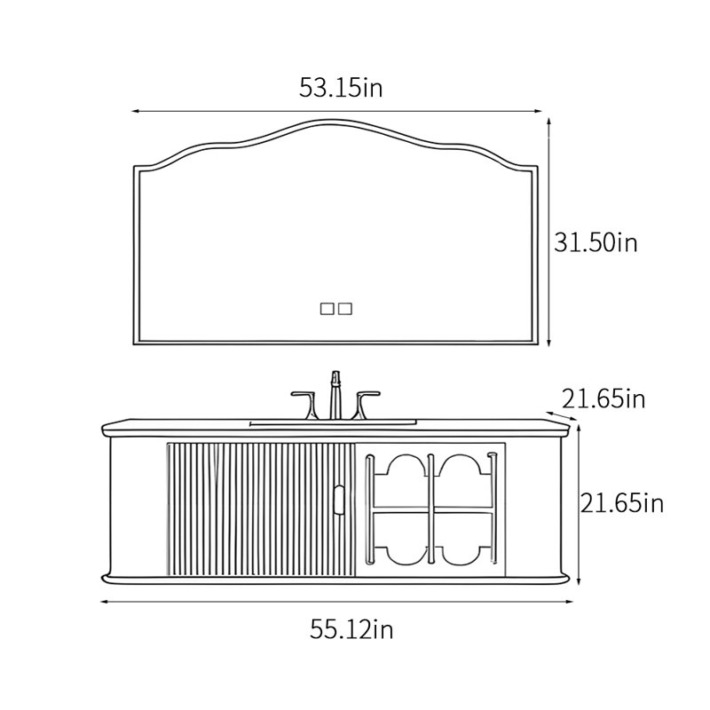 American-style simple bathroom cabinet, 55.12"