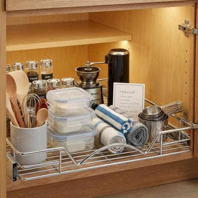 Organisateur coulissant pour placards, tiroir de rangement coulissant pour armoires de cuisine et de salle de bain