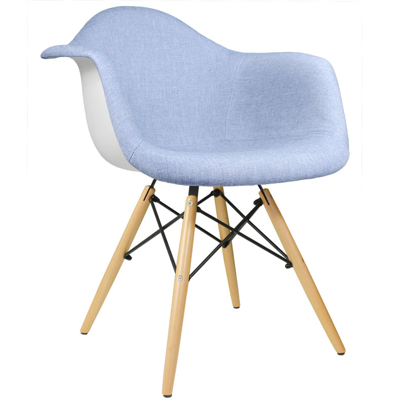 Fauteuil Cryal, Hêtre naturel, Denim - bleu