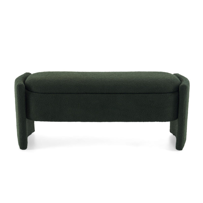 Banc de rangement rembourré élégant et stylé pour le salon, Vert foncé