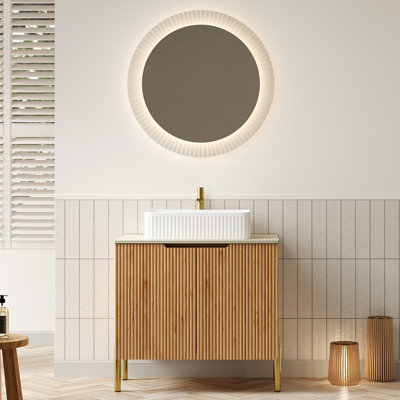 Modern 30" Bathroom Vanity With Sintered Stone Countertop, White Ceramic Sink, Plywood Cabinet, 2 Doors, Soft Close, For Organization Freestanding -pattern Top, Color Use