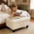 Rectangular Storage Ottoman Bench, White Faux Leather Footrest with Nailhead Trim, Coffee Table Stool for Living Room, Bedroom, Entryway-471646148