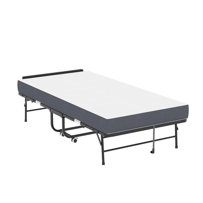 Tête de lit ajustable pliante avec mousse à mémoire de forme de 5 pouces, lit d'invité portable sur roulettes robuste, assemblage facile pour les grands utilisateurs, lit simple
