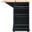 Îlot de cuisine noir avec prise électrique, abattant et porte-bouteilles - Abattant avec prise électrique. Noir. Étagère, rangement pratique. Structure durable.