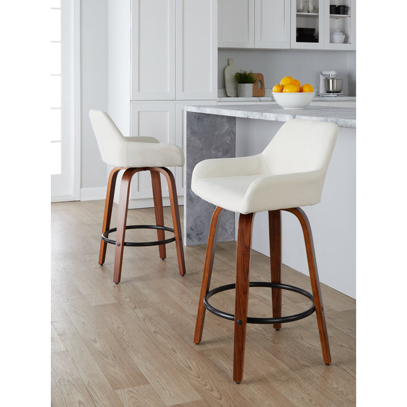 Ensemble de 2 tabourets de comptoir Daniella, Tabouret de comptoir (siège d'une hauteur de 26 p, Noyer