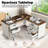 L Shaped Executive Desk With Drawers, Home Office Desks With Charging Station, File Drawer, Lockable Adjustable Storage Cabinet, Large Corner Computer Table For Work And Study-114222744