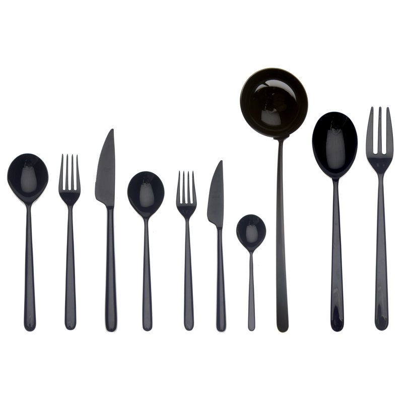 Linea Flatware Set - 45 Pieces - Black Gold, Black Gold