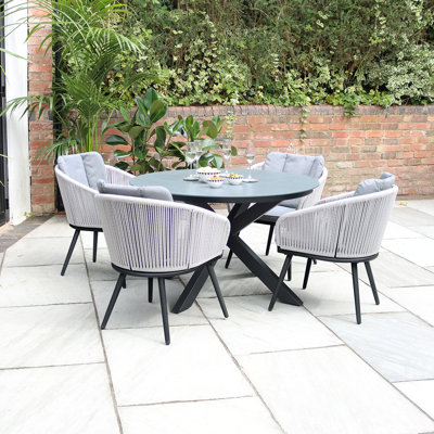 Aspen 120cm Round Dining set with rope chairs 