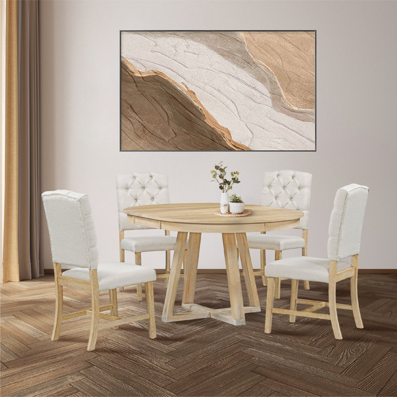 4 - Person Extendable Trestle Dining Set, Natural