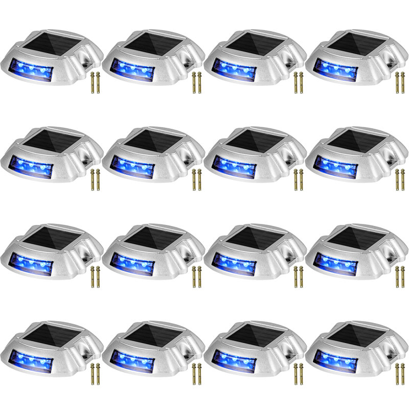 Blue LED Solar Powered Aluminum Pathway Lights, Pack of 16
