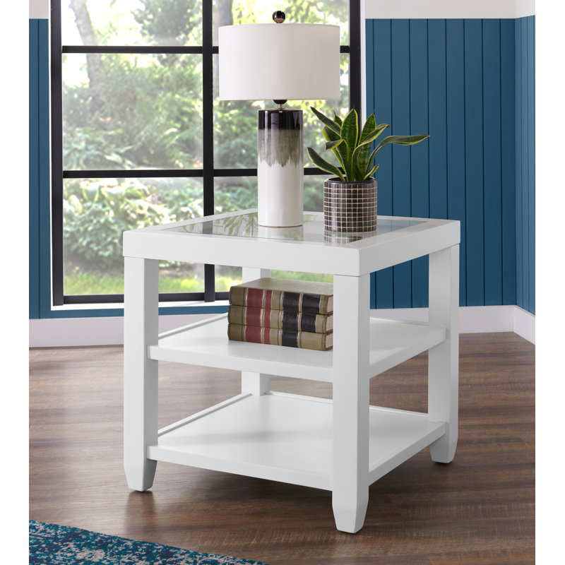 Arystan End Table with Storage, White