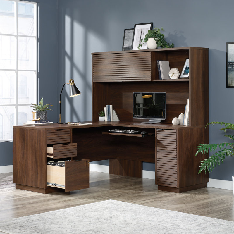 Bettye L-Shape Executive Desk Office Set with Hutch