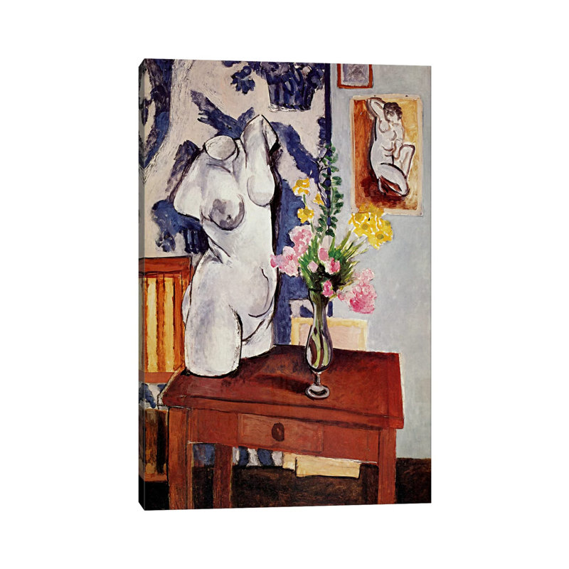 Plaster Torso And Bouquet Of Flowers by Henri Matisse - Wrapped Canvas Painting, 20.32 cm H x 30.48 cm W