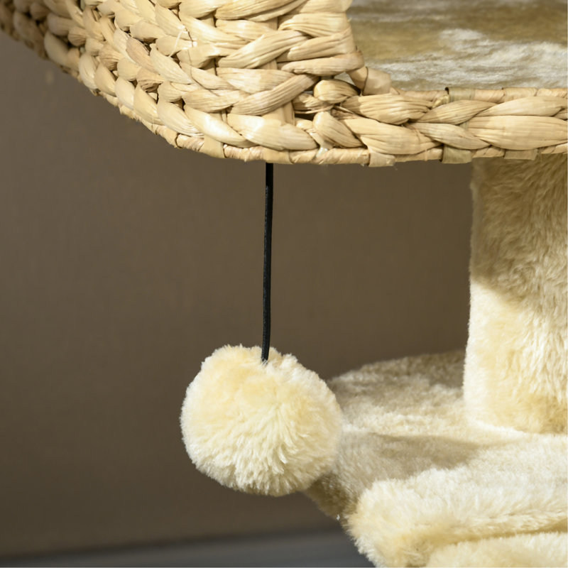 Beige Sisal Cat Tree with Condo and Hammock