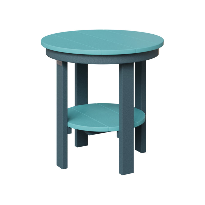 Outdoor Round Side Table, Aruba Blue, Slate, 21" H x 21.5" W x 21.5" D