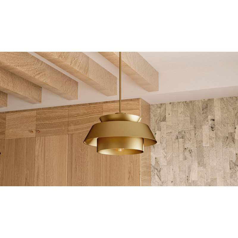 Luminaire suspendu brossé Lumi, H 14 po x l 24 po x P 24 po, Laiton doré, 3