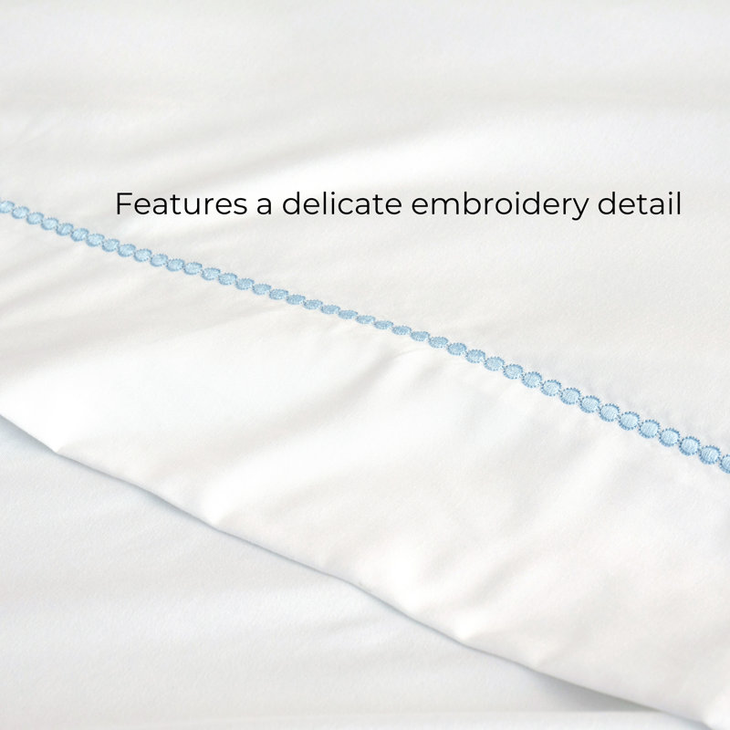 Bubble Dot Embroidery Sheet Set, Blue, Twin