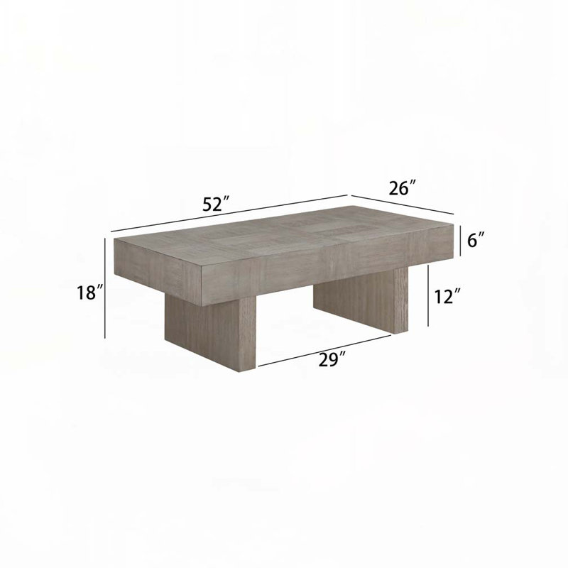 Table basse à plateau en bois de style contemporain avec traîneau