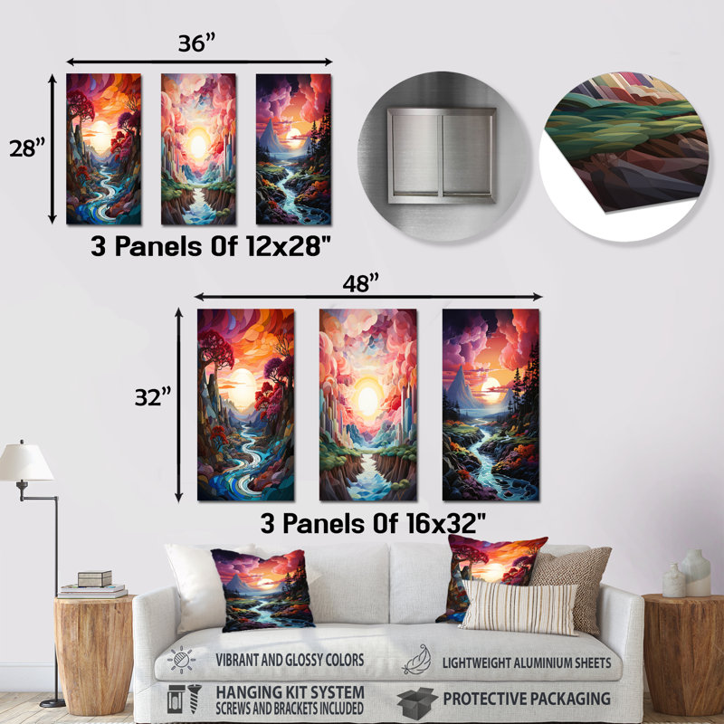 Ensemble de salon Rainbow Mountain Sunrise Landscape, H 28 po x l 36 po