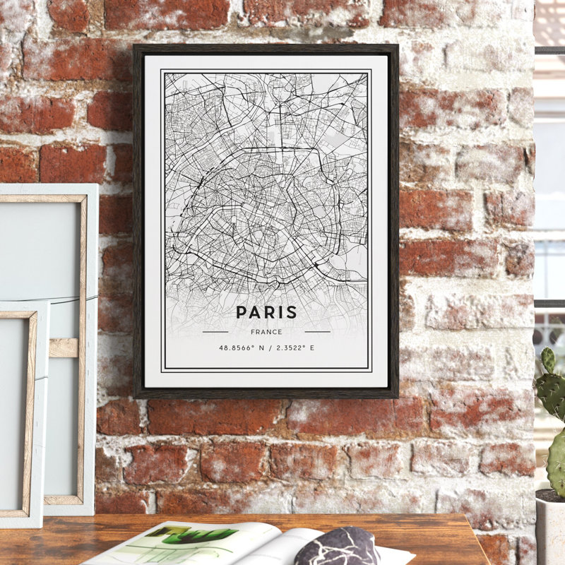 «Paris Modern Map» par Jake Goossen, reproduction d'art sur toile encadrée