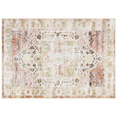 Tapis lavable résistant aux taches et antidérapant avec motif floral oriental rétro pour la chambre à coucher, le salon et la salle à manger