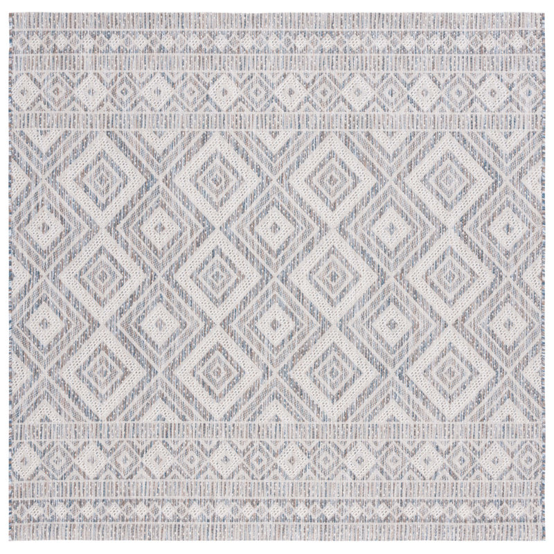 Bellair Performance Geometric Indoor/Outdoor Area Rug, Square 6'7"