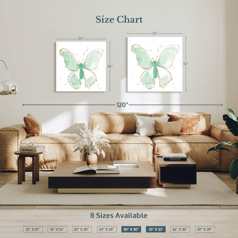 Brampt Gilded Butterflies Mint, 30" H x 30" W