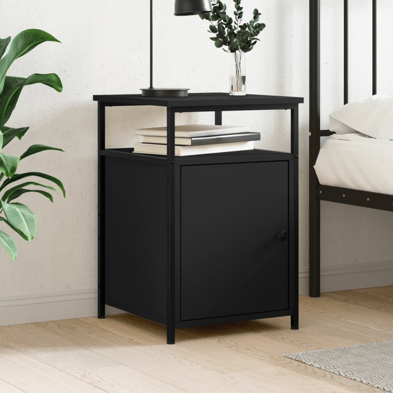 Macbean 40cm W Iron Bedside Table, Sonoma Oak, Individual