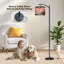 Lampe sur pied à arc avec phare rose, côte rocheuse, nuages de rêve, vagues sur l'océan et télécommande avec lumières DEL