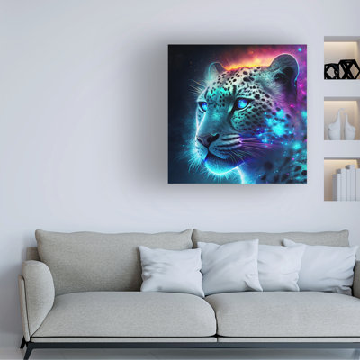 Wrapped Canvas Wall Art - Wumples  'Snow Leopard 3' Wall Art for Living Room, Bedroom, or Office Décor  - 35x35