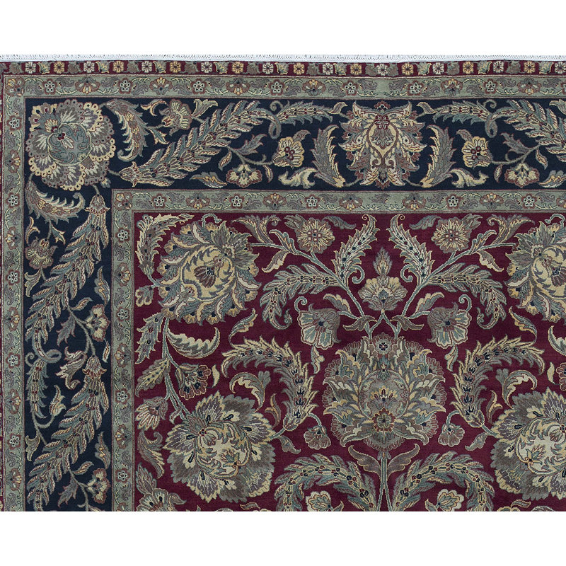 Tapis rouge et noir de haute qualité noué à la main Trinity