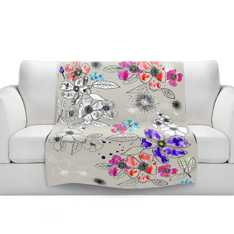 Couverture sherpa à la décomposition de fleurs, l 68 po x L 80 po