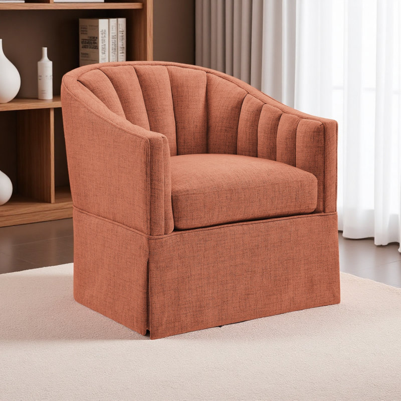 Solitude Skirted Swivel Accent Chair, Coral