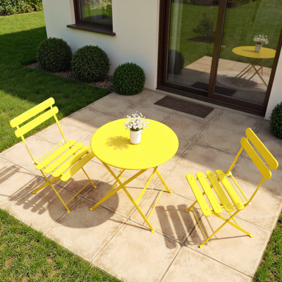 Ensemble de 2 tables bistro et chaises pliantes pliables pour l'extérieur / intérieur avec cadre de qualité supérieure pour balcon, cour
