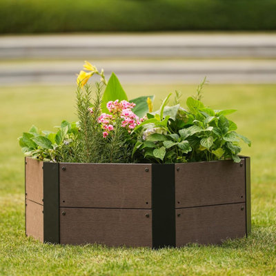 Hexagon Raised Garden Bed Kit, 6-Panel Wood Look Planter Box for Indoor & Outdoor