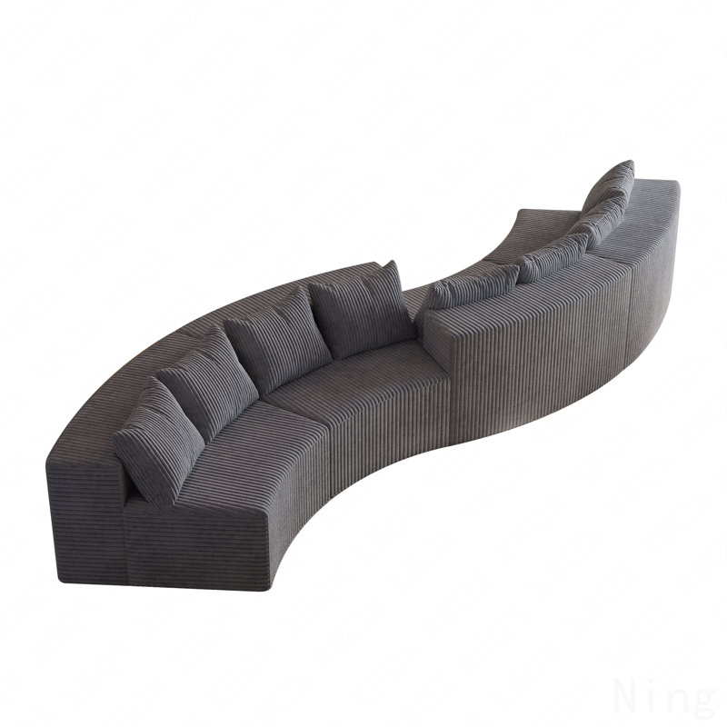 Canapé incurvé pour salon douillet Canapé modulaire incurvé en velours côtelé avec 8 coussins, canapé modulaire symétrique incurvé pour chambre à coucher, salon, bureau pour les loisirs ou sieste, salle de lecture et vestibule