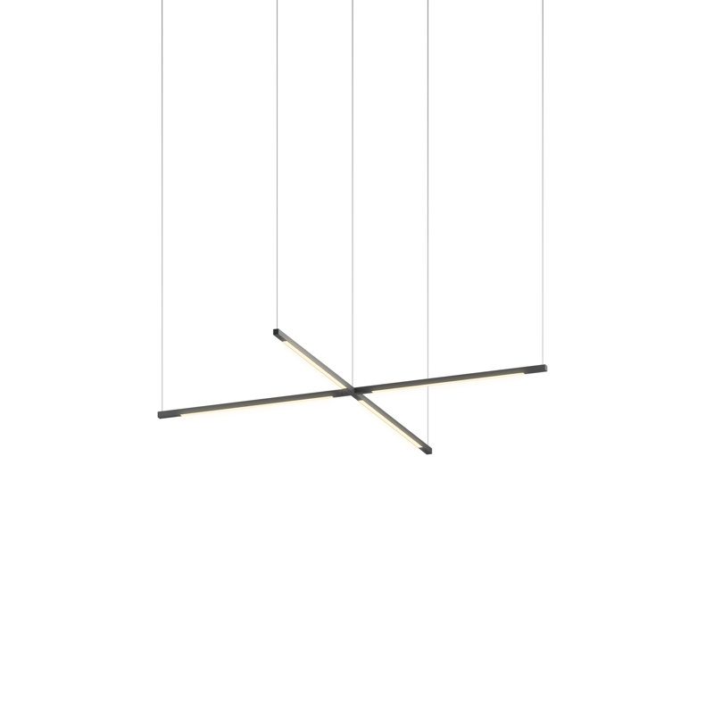 Luminaire suspendu géométrique à 1 lumière DEL unique, Noir mat, H 121,8 po x l 45,4 po x P 0,5 po