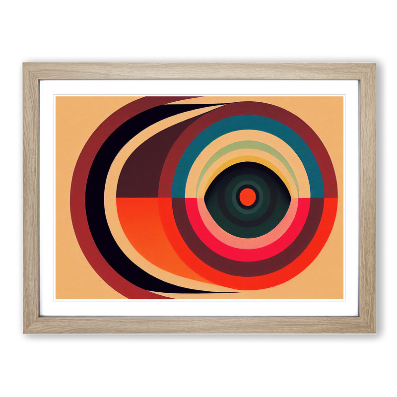 Bright Modern Abstract - Single Picture Frame Print, 34cm H x 46cm W x 2cm D, Oak Framed