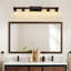 Éclairage pour meuble-lavabo moderne en bois massif, bois massif et métal noir avec abat-jour en verre transparent-1276855826