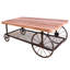 Rectangular Metal & Wood Coffee Table - Grey Oak Vintage With Wheels Finish